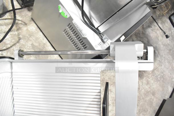 2016 Bizerba GSP H meat slicer, 120V, 1 phase. Features stainless steel finish, used condition, model label visible.