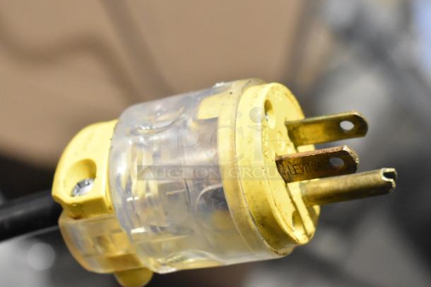 2016 Bizerba GSP H meat slicer plug, yellow Leviton connector, 120 volts, 1 phase.