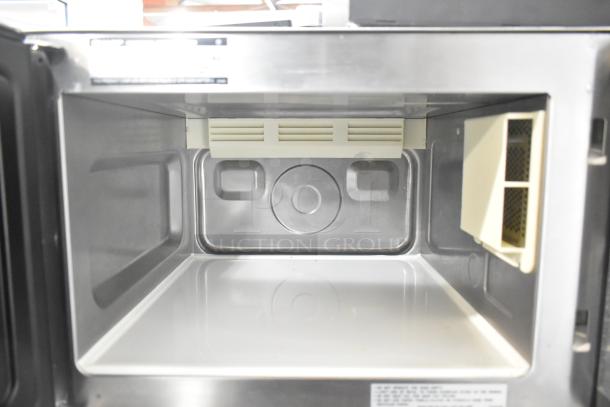2023 Sharp R-21LVF Commercial Countertop Microwave, 120 Volts, 1 Phase, interior view, excellent condition.