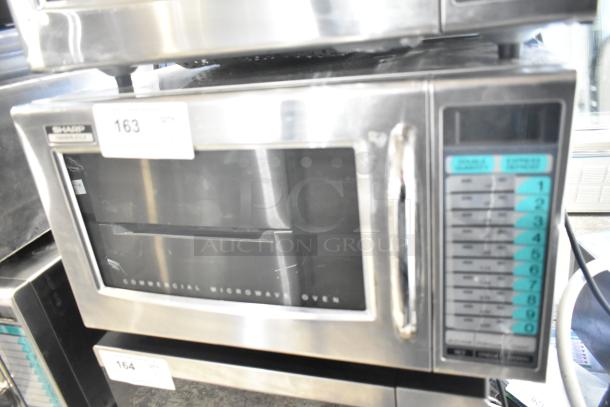 Sharp R-21LVF commercial countertop microwave oven, 2024 model, 120 volts, 1 phase, digital controls, in good condition.