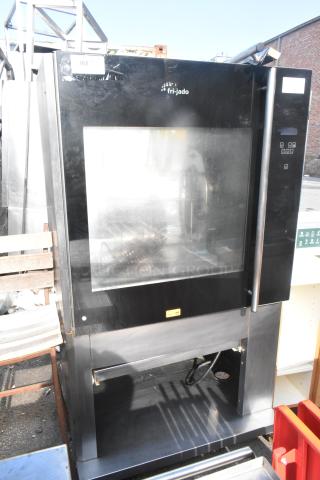 Fri-jado TDR7-P commercial rotisserie oven, electric, on casters, 208V, 3-phase, black finish, visible branding.