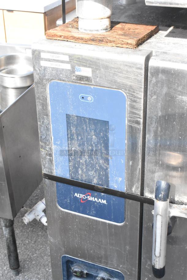 Alto Shaam CTP7-20E stainless steel commercial combi convection oven, used condition, 208-240V, 3 phase, visible labels.