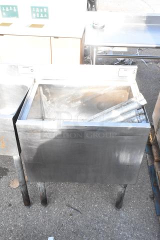 Krowne 18-24-7 Ice Bin, stainless steel, used condition, visible surface wear, with manufacturer's label on top.