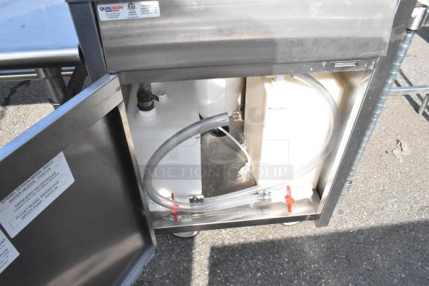 QualServ WMSC24MS commercial single bay portable sink on casters, with internal plumbing and labels. 120V, 1 phase.