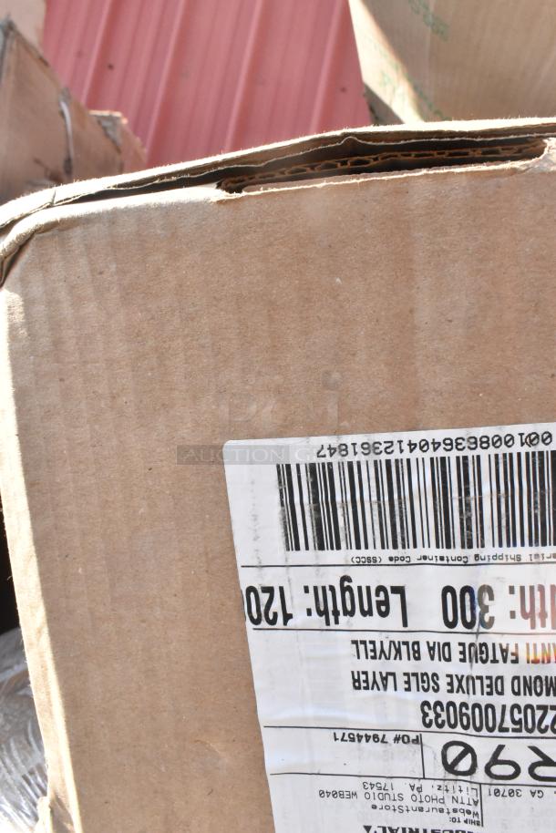 Box of 15 brand new scratch and dent items including bandage wrap and hot cups. Label shows dimensions and shipment details.