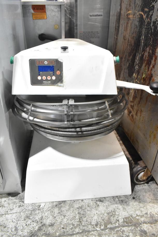 2021 Proluxe DP2350 Dough Press, commercial countertop model, 208V, 1 Phase, Blaze Pizza branding, used condition.