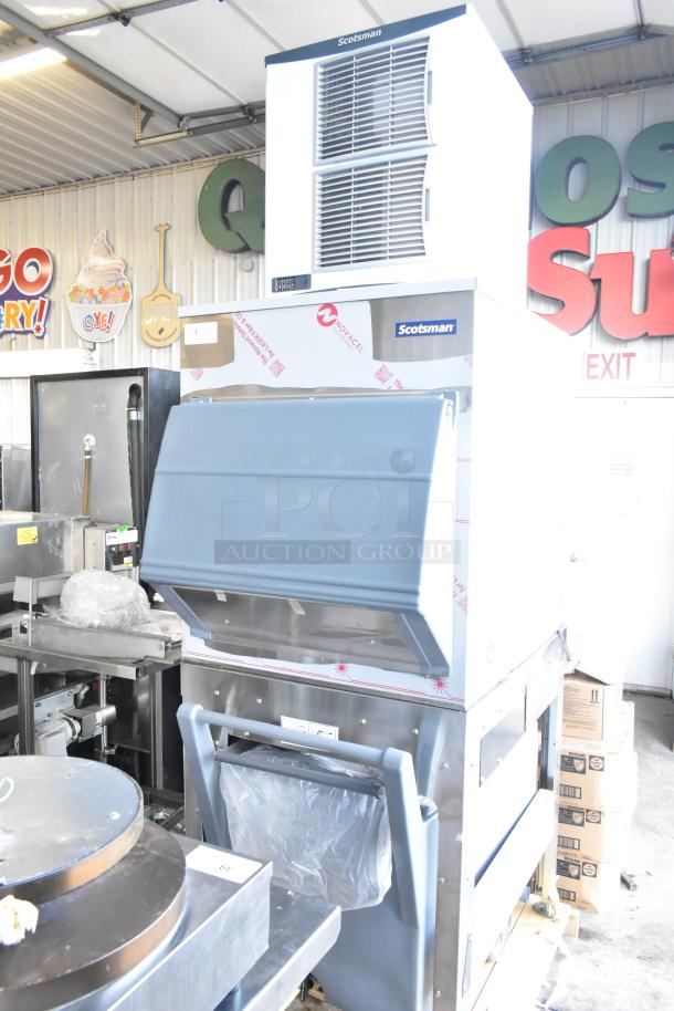 BRAND NEW 2025 Scotsman FS1222AX-32A Prodigy Plus Flake Ice Machine with LQ1BASE Stand and Poly Ice Cart. 208/230V.