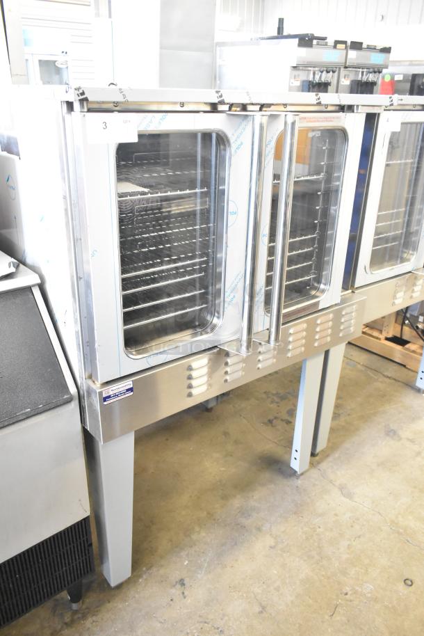 Brand new Rocket Cooking ENCVE-3-208 convection oven, 208V, 3 phase, with view-through doors and thermostatic controls.