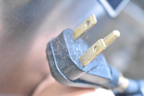 Close-up of two-prong plug for Belshaw H&I-4 Commercial Glazing Station. 208-240V, 1 Phase. New, scratch and dent condition.