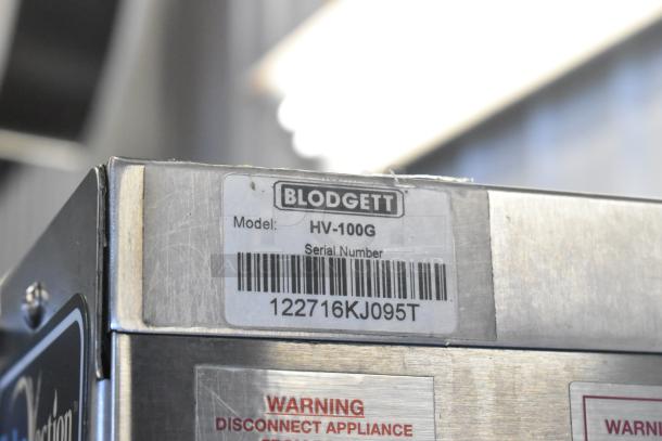 Blodgett HV-100G HydroVection convection oven label with model and serial number.