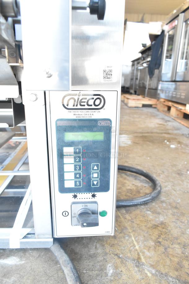 2021 Nieco JF93E electric BroilVection conveyor grill, 208V, 3 phase, stainless steel, control panel, excellent condition.