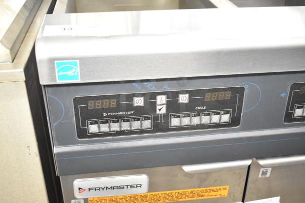 BRAND NEW Frymaster FPPH255CSE commercial fryer, 2021 model, with 4 metal baskets and filtration system, 80,000 BTU, on casters.