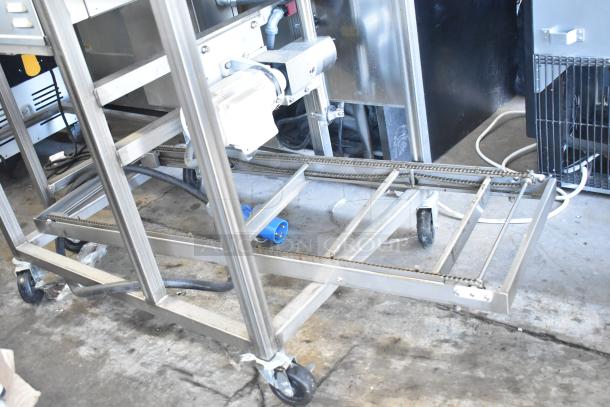 Belshaw Adamatic TG-50 stainless steel thermoglazing station on commercial casters, 208V, 1 phase, used condition.