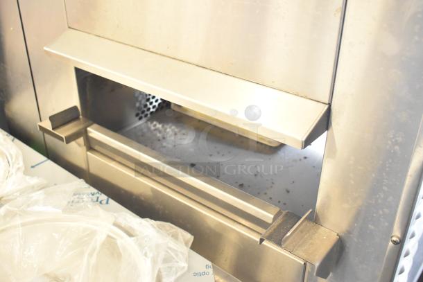 Belshaw Adamatic TG-50 stainless steel thermoglazing station on casters, 208V, 1 Phase, visible interior with slight wear.