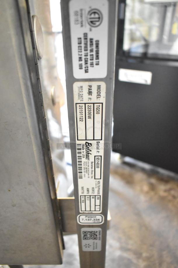 Belshaw Adamatic TG-50 Thermoglazing Station, stainless steel, commercial casters, 208V, 1 phase, serial 5154338.