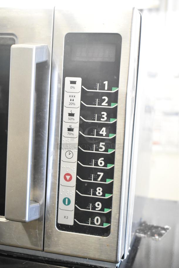 2021 Amana RCS10TS Commercial Microwave Oven, keypad controls, 120V, 1 Phase, stainless steel, excellent condition.