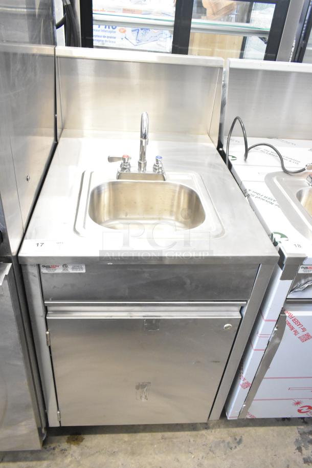 BK Resources BK-DIS-1515 portable sink on casters, stainless steel, single bay, 120V, model BK-DIS-1515, used.