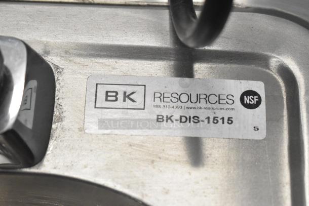 BK Resources BK-DIS-1515 single bay portable sink label, showing model number and NSF certification.