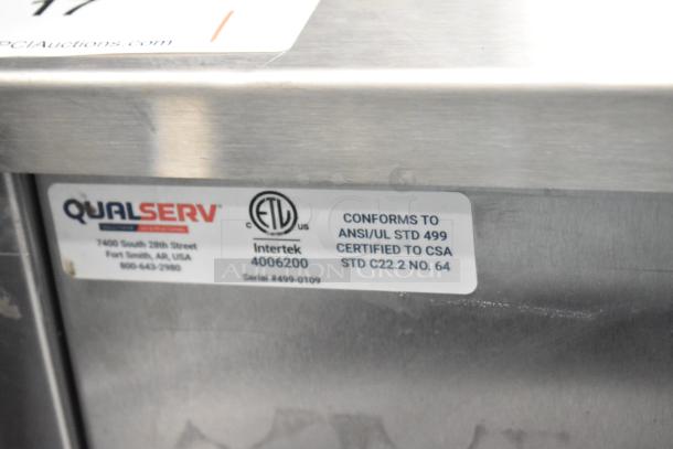 BK Resources BK-DIS-1515 portable sink with QualServ label, ANSI/UL STD 499, CSA C22.2 certification visible.