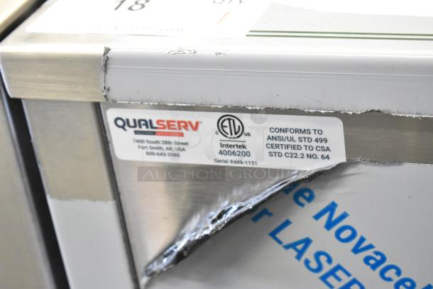 QualServ WMSC24MS single bay portable sink with commercial casters, visible ETL certification label, 120V, 1 Phase.