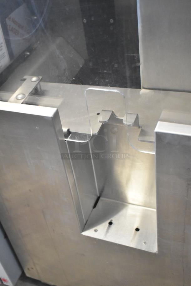 LATE MODEL! JBT 2ND-GEN-MFJ-HE citrus juicer, stainless steel, commercial floor style, on casters, 120V, 1 phase.