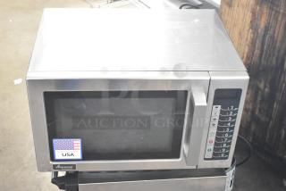2022 Amana RCS10TS Commercial Microwave Oven, 120V, 1 Phase, with keypad controls and USA sticker. Stainless finish.