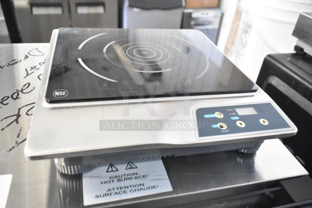 Chic Chefs CC-050S induction range, countertop single burner, 2017 model, 120 volts, 1 phase, NSF certified, caution label visible.