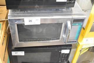 Sharp R-21LVF Commercial Microwave Oven, stainless steel, countertop model, 120 volts, 1 phase, digital controls, used condition.