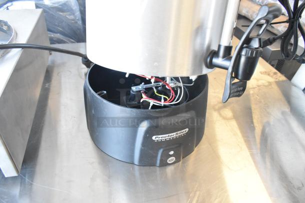 BRAND NEW Proctor Silex Countertop Beverage Dispenser, 115V, 1 Phase, scratched, dented, NSF certified, black and silver finish.