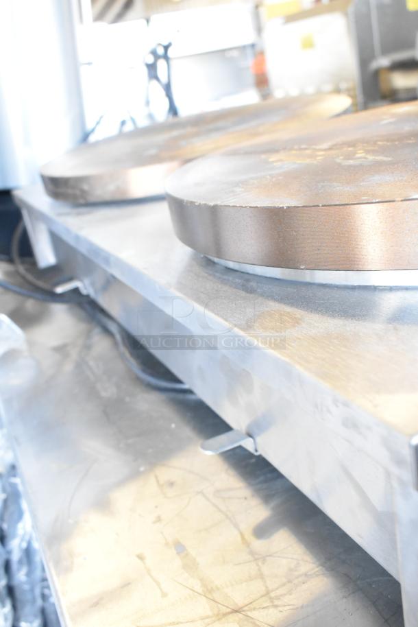 Brand new Krampouz 2-burner crepe maker, commercial countertop model. Slight scratches and dents visible.