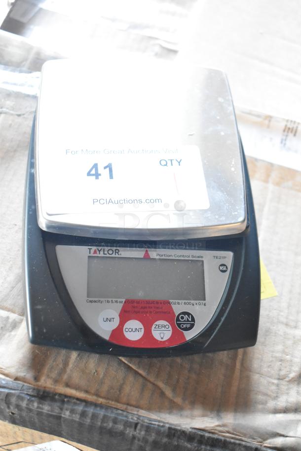 Brand new Taylor TE21P 21 oz. digital portion scale by Avantco, model 177EG24N. Features precision weighing, with minor scratches.