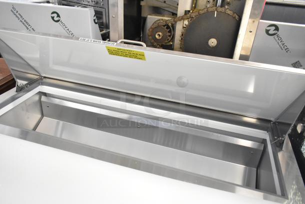 Mainstreet 829PT48 48" refrigerated sandwich prep table, brand new, with commercial casters and stainless steel top.