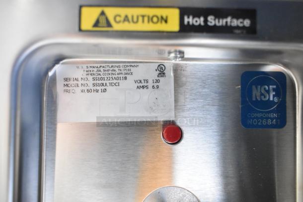 Brand new Wells SS10ULTDCI drop-in food warmer, 120V, 1 phase. Features caution and NSF labels. Serial: SS101225A0118.