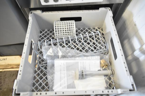 Brand new Noble 495HTGW22 high-temp underbar glass washer. Includes accessories and documentation. 208/240V, 1 Phase.