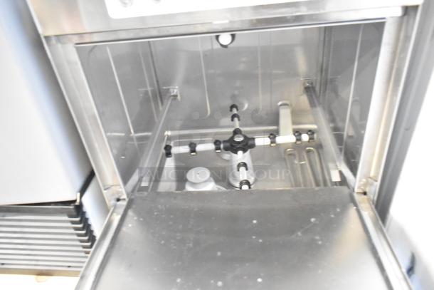 Brand new Noble 495HTGW22 glass washer; high-temperature underbar, 208/240V, 1 phase, visible interior components.