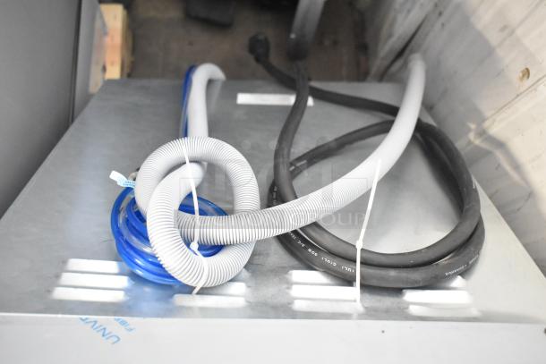 Brand new 2024 Noble 495HTGW22 high-temp underbar glass washer, 208/240V, 1 phase, includes attached cables and hoses.