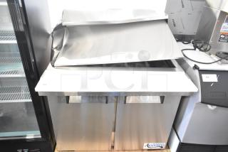 BRAND NEW Avantco 178APT36MHC 2 Door Mega Top Refrigerated Sandwich Prep Table, 2023, dented lid, 115V, 1 Phase.