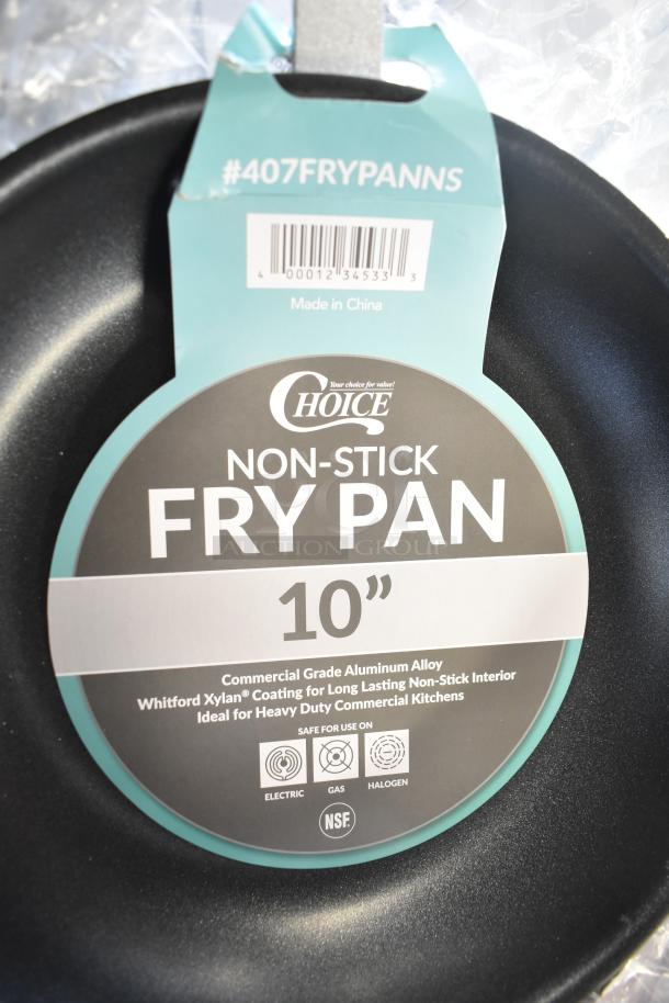 Choice 10" aluminum non-stick fry pan, new with label. Features Whitford Xylan coating, NSF certified, made in China.