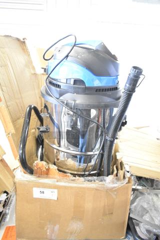 Brand new Lavex 16-gallon stainless steel wet/dry vacuum, model 944BJ162216G. Includes toolkit, voltage 100-120V, 1 phase.