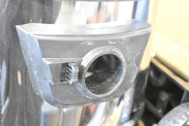 Lavex 16-gallon stainless steel wet/dry vacuum; scratch and dent condition, voltage 100-120V, includes toolkit.