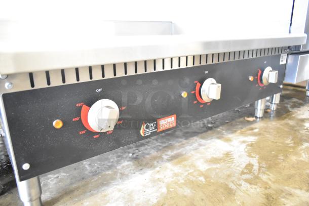 Brand new Cooking Performance Group 36" electric countertop griddle, chrome plated, model 351GUCPG36M, 208/240V, 1 phase.