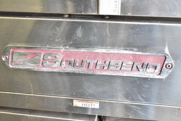 Southbend G Series commercial gas convection ovens with view-through doors, thermostatic controls, on commercial casters.