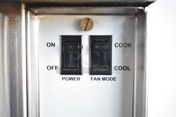 Control panel of Southbend G Series convection oven, showing switches for power and fan mode with cook and cool options.