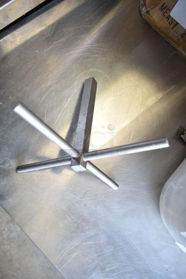 Inoksan Commercial Countertop Vertical Gyro Machine, stainless steel, 115V, 1 Phase, shown dismantled on a metal surface.