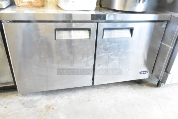 2024 Atosa MGF8403GR 2-door undercounter cooler, stainless steel, on casters, 115V, 1 phase, commercial use.