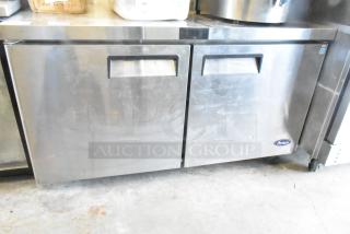 2024 Atosa MGF8403GR 2-door undercounter cooler, stainless steel, on casters, 115V, 1 phase, commercial use.