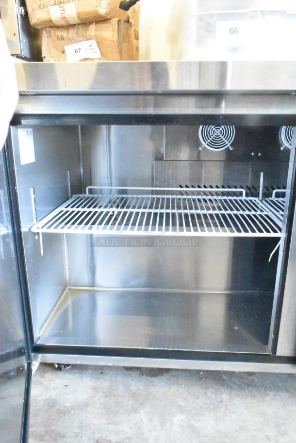 2024 Atosa MGF8403GR 2-door undercounter cooler, commercial casters, pristine condition, 115V, 1 phase.