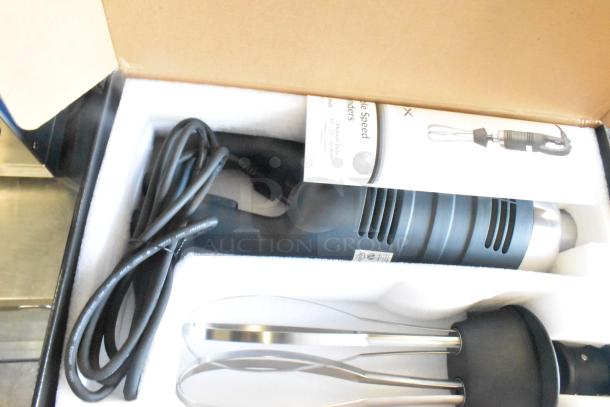 Brand new 2024 AvaMix 928IBHDW10 heavy-duty immersion blender with 10" whisk, 1 1/4 hp, 120V. Tested and working.