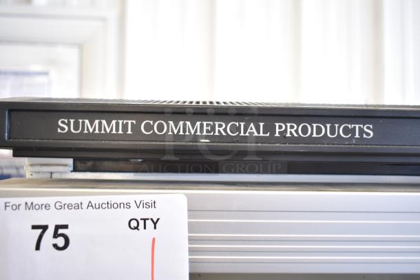 Summit SCR 1300 reach-in cooler merchandiser, 115 volts, single door, labeled "Summit Commercial Products".