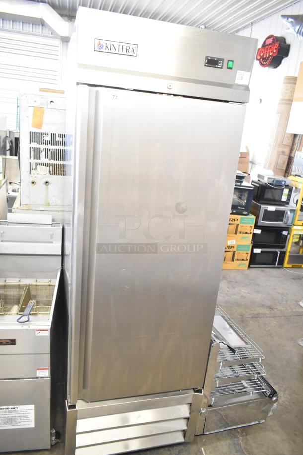 Kintera KBM1F Commercial Single Door Reach-In Freezer, stainless steel, 115V, 1 Phase, digital control panel, excellent condition.
